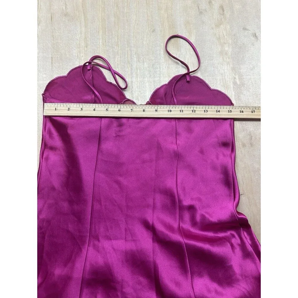 Vintage Erika Taylor Intimates Satin Slip Lingerie Mini Dress S Heart Cutout Y2K